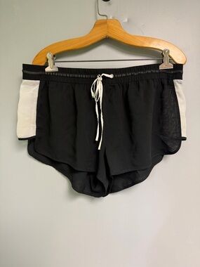 Victoria's Secret Sheer Black Athletic Shorts with White Side Panels